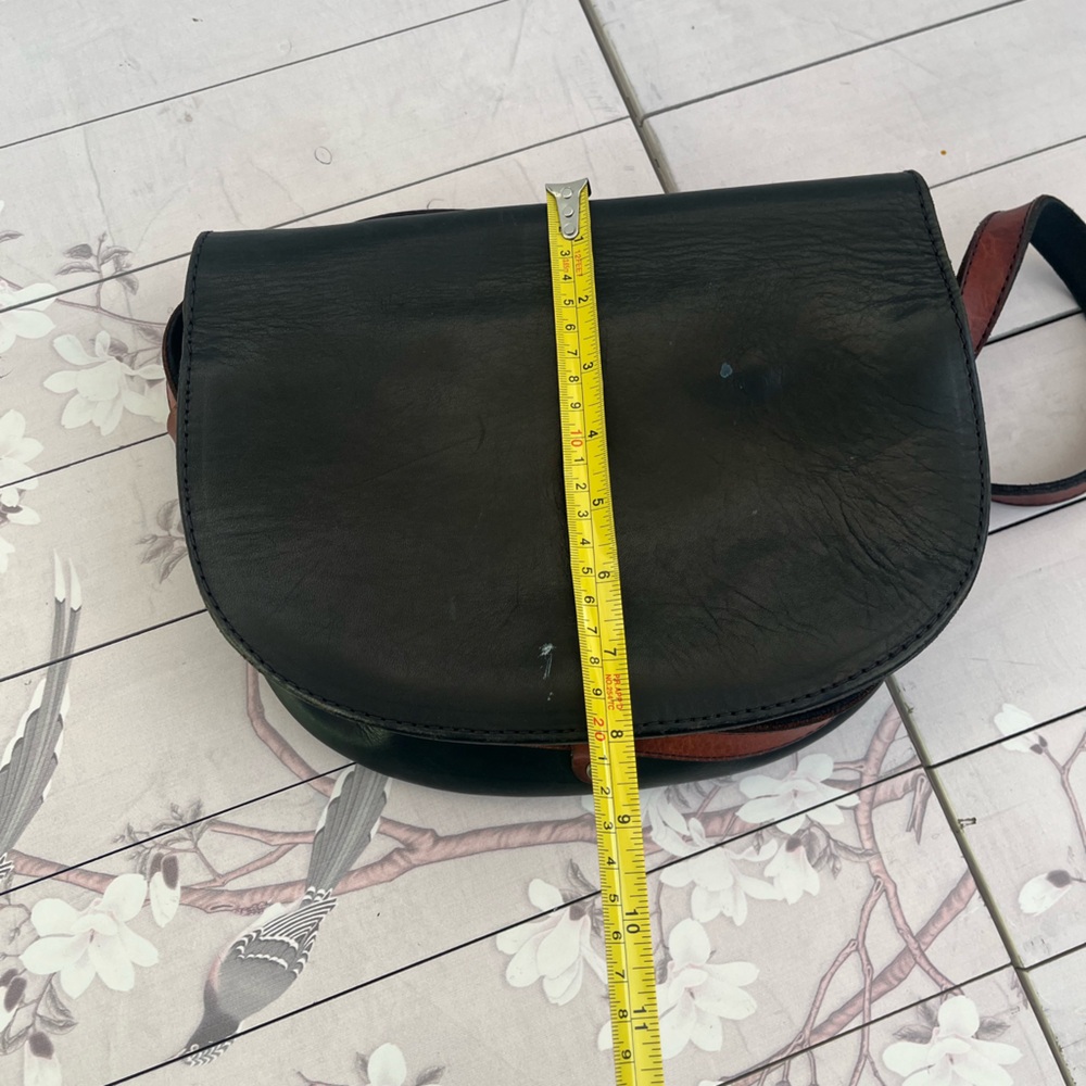 Vintage Black and Brown Crossbody Bag with Gold Accent - Picture 5 of 7
